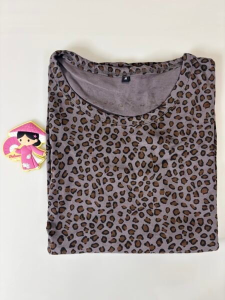 Cotton Fabric Gray Leopard Printed Maternity Maxi