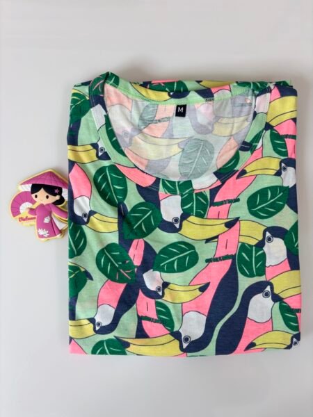 Cotton Fabric Light Green Tropical Printed Maternity Maxi