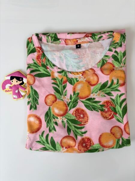 Cotton Fabric Baby Pink Fruity Printed Maternity Maxi