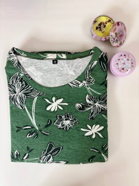 Cotton Fabric Green White Floral Printed Maternity Maxi