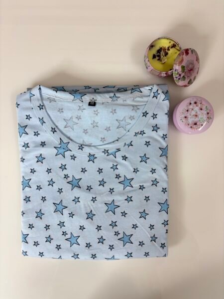 Cotton Fabric Blue Stars Printed Maternity Maxi
