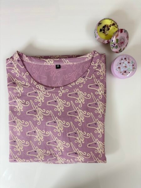 Modal Fabric Baby Pink Unicorn Printed Maternity Maxi