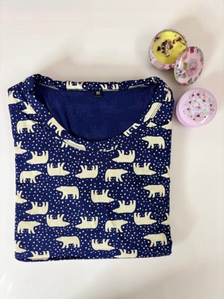 Modal Fabric Blue Bear Printed Maternity Maxi