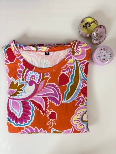 Modal Fabric Orange Floral Printed Maternity Maxi