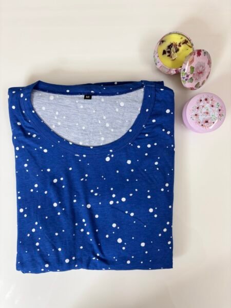 Modal Fabric Royal Blue White Dotted Maternity Maxi