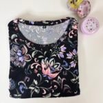 Modal Fabric Black Floral Printed Maternity Maxi - L