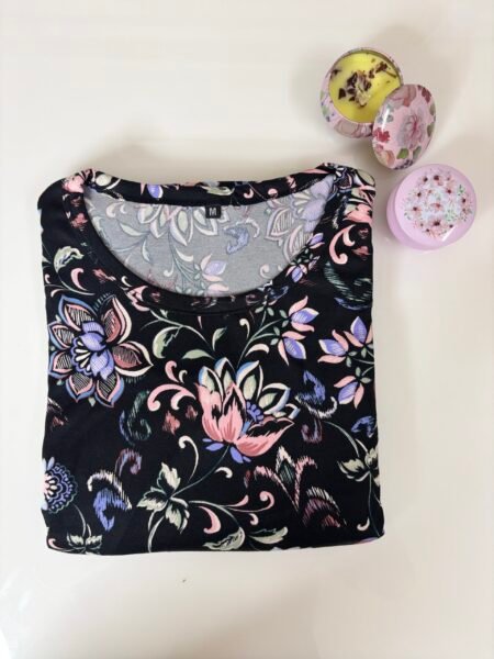 Modal Fabric Black Floral Printed Maternity Maxi