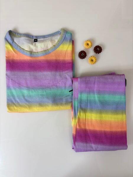 Ombre Color Stripes Printed Feeding Top and Pant Set
