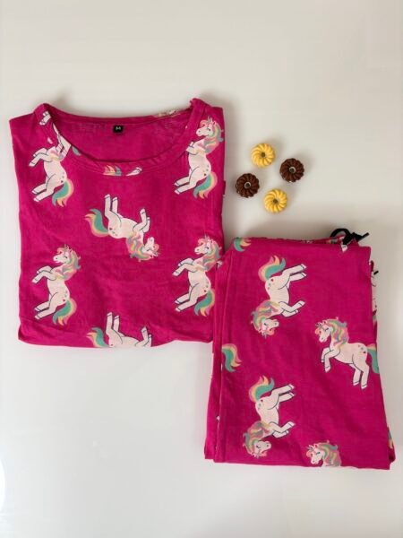 Pink Unicorn's Printed Feeding Top and Pant Set