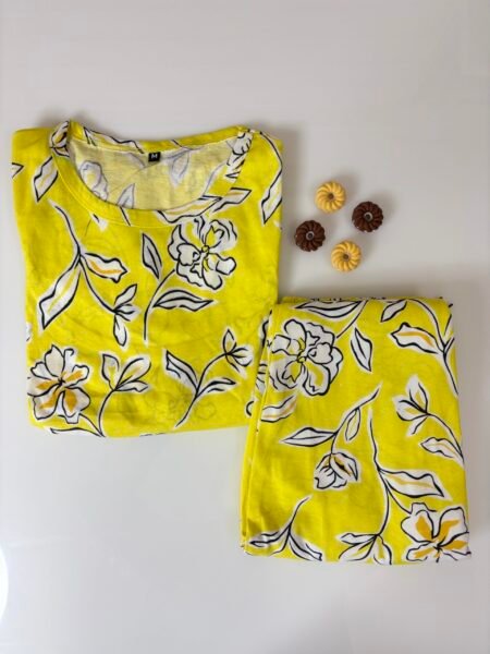 Yellow Floral Printed Feeding Top and Pant Set