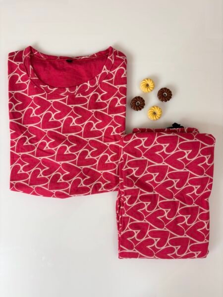 Red Hearts Printed Feeding Top and Pant Set