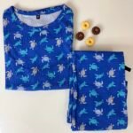 Blue Turtle Printed Feeding Top and Pant Set - XL