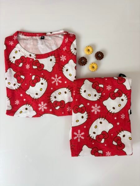 Red Kitty's Printed Feeding Top and Pant Set