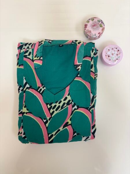 Teal Green Abstract Printed Georgette Outdoor Feeding Maxi