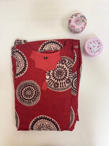 Dark Brown Circular Floral Printed Georgette Outdoor Feeding Maxi
