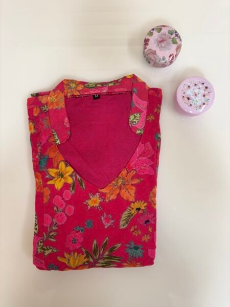 Fuchsia Floral Printed Georgette Outdoor Feeding Maxi