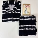 Spun Fabric Black and White Dye-Tie Printed Shirt and Pant Coords - M