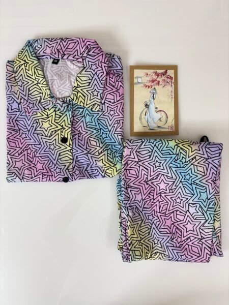 Spun Fabric Multi-Color with Scribble Printed Shirt and Pant Coords
