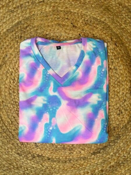 Blue Multicolor Gradient Printed Lounge Frock